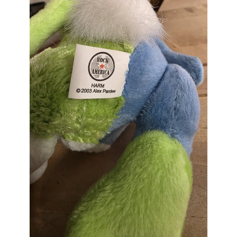 Alex Pardee's Harm Blue Green & Pink Plush Bunny 2003 With Tag Alex Pardee